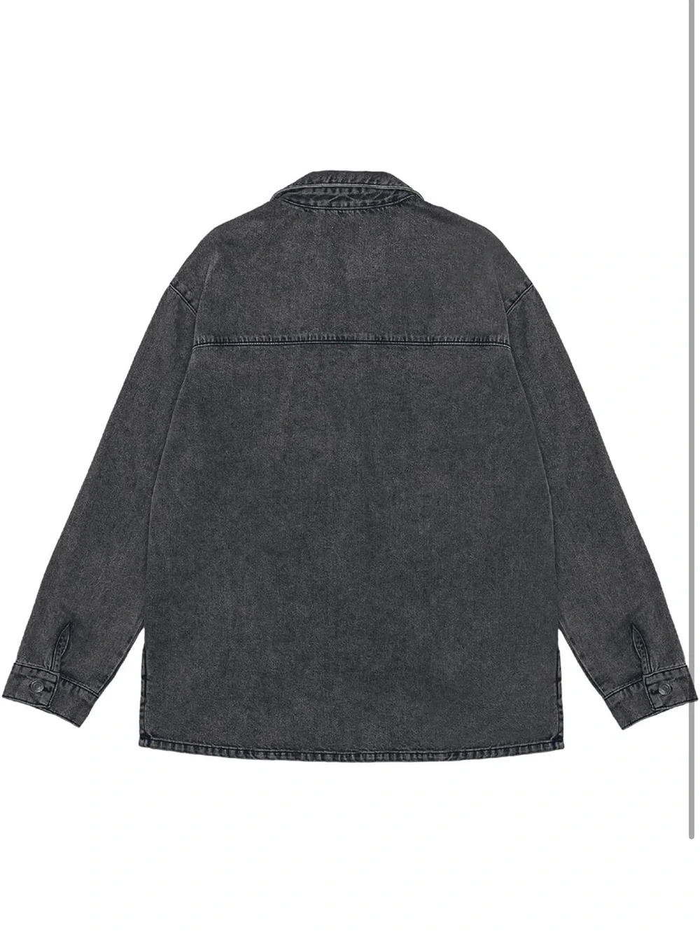 Washed Charcoal Gray Oversized Denim Shacket - Picture 6 of 7